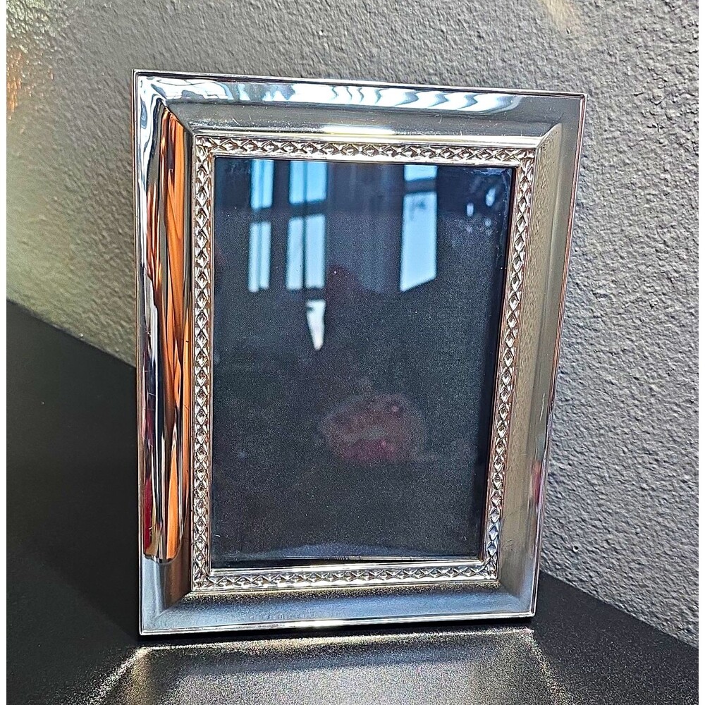 Waterford Silver Metal 5x7 Braided Photo Frame Freestanding or Wall Mount